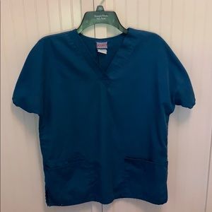 Cherokee Caribbean Blue Scrub Top